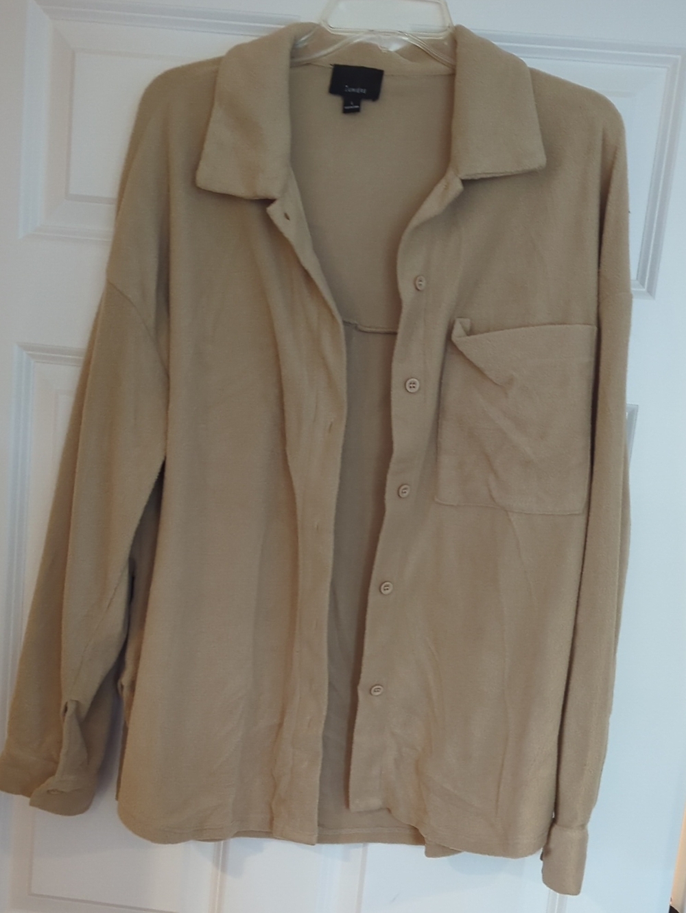 Lumiere Beige Lightweight Fleece Shirt Jacket